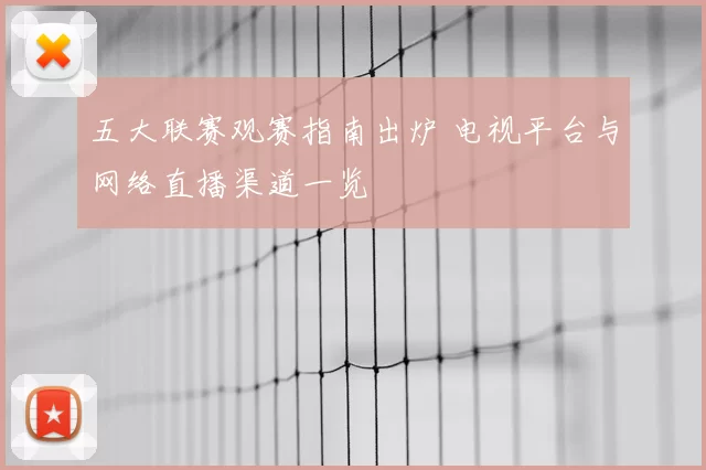 五大联赛观赛指南出炉 电视平台与网络直播渠道一览